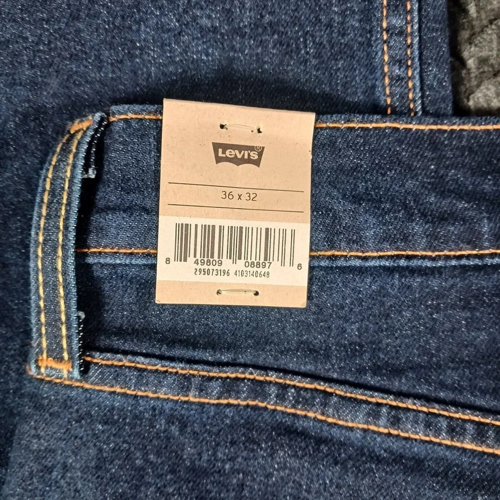 Levi's 502 Taper Fit Jeans Men's Stretch Dark Blue Denim Size 36x32